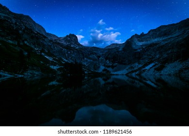 Night Sky With Clouds At Hamilton Lake In The Sierra Nevada, In Sequoia National Park