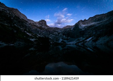 Night Sky With Clouds At Hamilton Lake In The Sierra Nevada, In Sequoia National Park