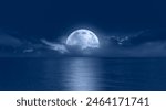 Night sky with full moon in the clouds "Elements of this image furnished by NASA"