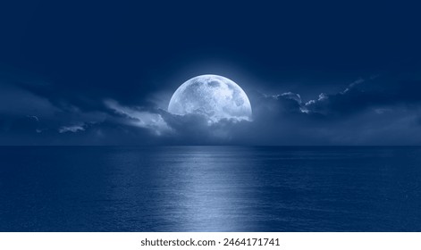 Night sky with full moon in the clouds "Elements of this image furnished by NASA" - Powered by Shutterstock