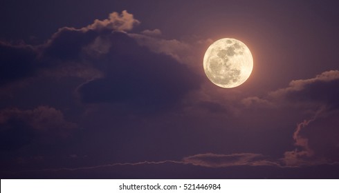 Night Sky With Full Moon And Clouds