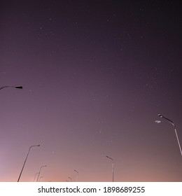Night sky and lamp posts