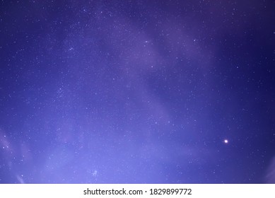 The night sky with Mars, Andromeda's galaxy and Pleiades.