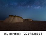 Night sky milky way over the fossil rock dune  in Abu Dhabi.