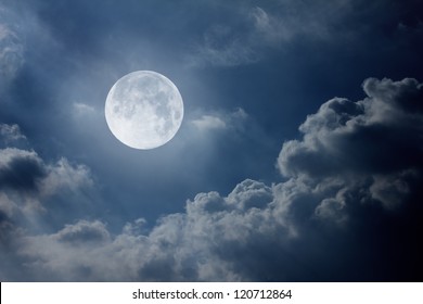 Night Sky With Moon And Clouds