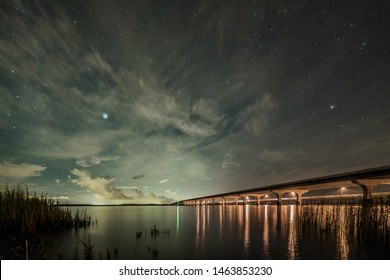 Night Sky Over Broad River In Beaufort SC