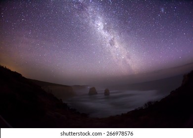 Night Sky In The Southern Hemisphere With Milky Way, Taken At Tweleve Apostles In Australia