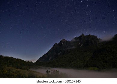 Night sky and star at doi luang chiang dao in Chiang mai province Thailand 