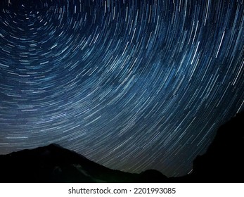 Night Sky Star Trail Photo With Center