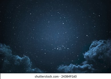 Night Sky With Stars And Clouds Shot.