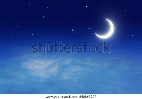 Night sky with stars and\
moon