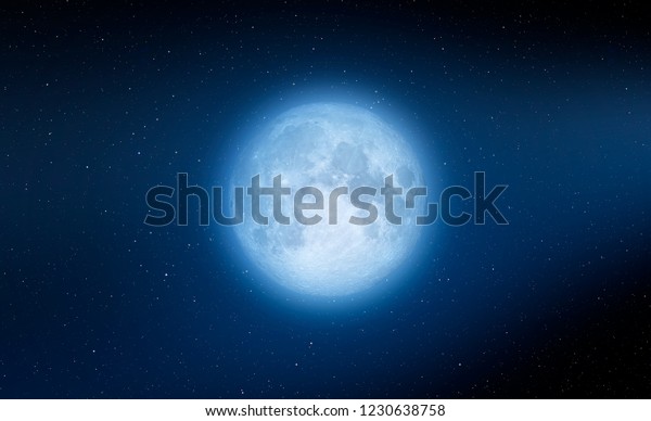 Night sky with super blue moon \