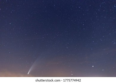 Night Sky, Universe. Comet C/2020 F3, Near-Earth Object Wide-field Infrared Survey Explorer, Neowise