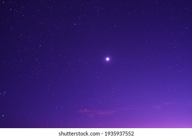 The Night Sky With Venus And Pleiades.