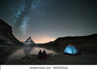 Night spent in tent under milkyway and watching Matterhorn