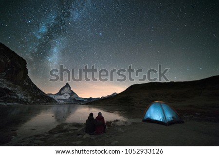 Night spent in tent under milkyway and watching Matterhorn