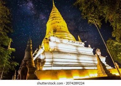 The Night Starry Sky At Wat Phnom Temple