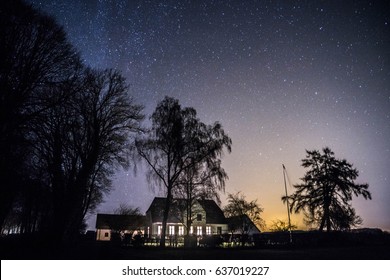 Night Stars Milky Way Farm House Denmark