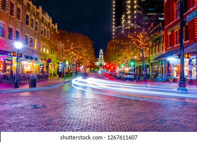 Night  Street In Fort Worth ,Dallas ,Texas