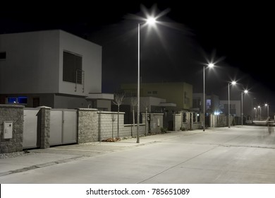 Night Street Modern Residential Area