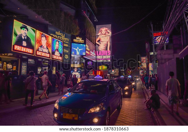 NIGHT STREET PHOTO, LIFE STYLE SCENE FROM\
KUTA, BALI, INDONESIA, FEBRUARY,\
2019