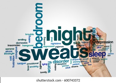 Night Sweats Word Cloud Concept On Grey Background