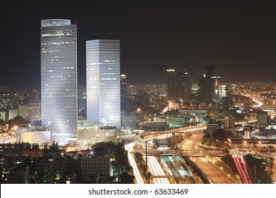 The night Tel Aviv city - View of Tel Aviv at night.