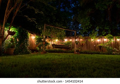 night time beautiful backyard scene.