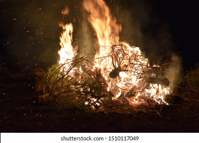 Night time blazing bonfire, christmas tree fire - Shutterstock ID 1510117049