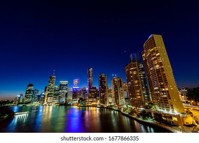 Night time of Brisbane CBD and South Bank. Brisbane is the capital of QLD and the third largest city in Australia