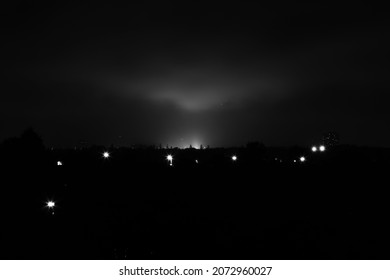 Night Time City Scape In Black And White.