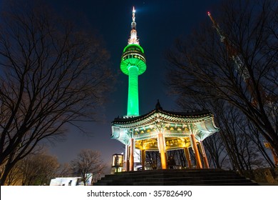 A Night Time Shot Of N Seoul Tower