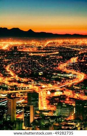 Night time view of Cape Town from Signal Hill.