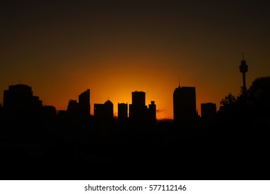 A Night Time View Of Sydney Skyline