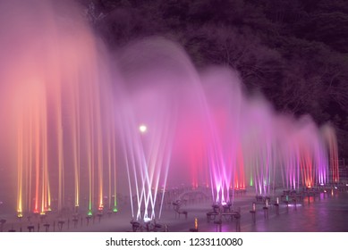 At Night, I Took A Dreamy Rainbow-like Light In The Fountain.