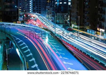 A night traffic jam at Yamate avenue in Tokyo