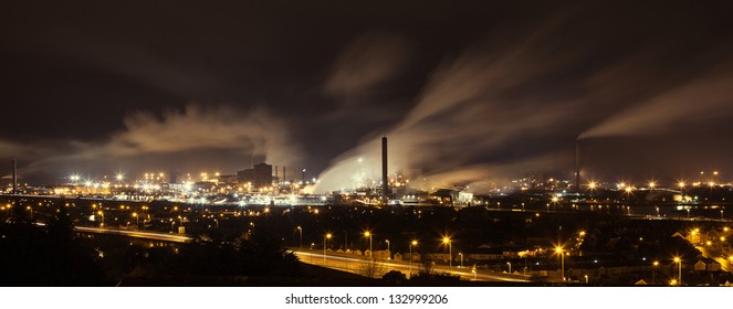 Night View Across Port Talbot Industrial Stock Photo Edit Now