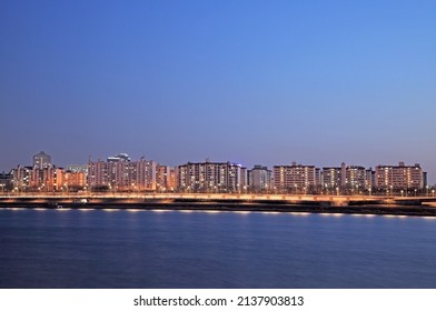 Night view of apartments in Han River and Gangnam District - Seoul, Korea
