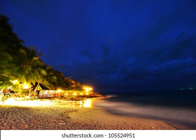 Night View Of Beach At Koh Samet Thailand