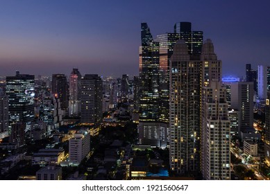 Night view of a big city:  Bangkok cityscape, Thailand