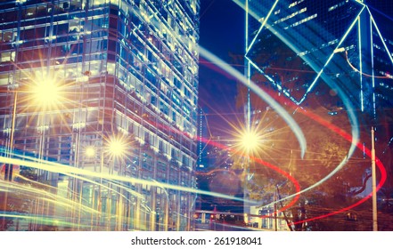 Night View Of Blurry Lights In A City