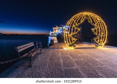 Night View Casina Vanvitelliana With Christmas Light, Bacoli, Naples