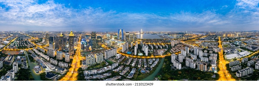 Night View Of CBD In Suzhou Industrial Park, Jiangsu Province