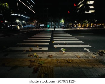 Night View Of City Crosswalk
