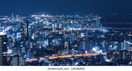 Night View Of The City Of Japan