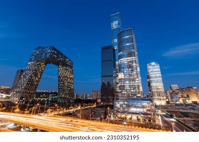 The night view of the city landscape in Beijing, China