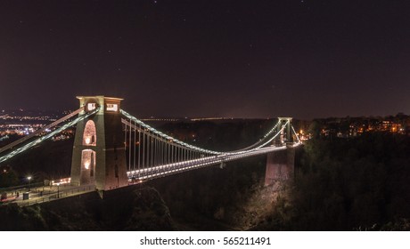 Night view of Clifton Suspension Bridge Bristol England horizontal photography