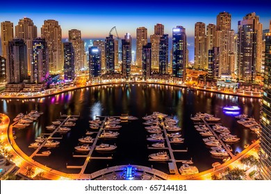 Night view of Dubai Marina taken from where yacht club which is demolished now used to be. - Powered by Shutterstock