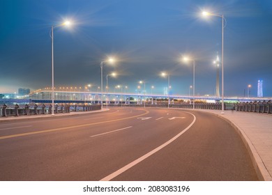 Night view of famous sea crossing bridge and expressway in Macao, China