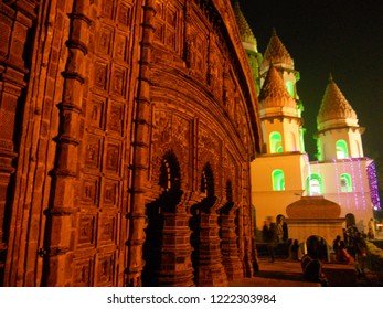 Night View Of Hangseshwari Temple, Located At Hooghly District. Indian State Of West Bengal.  